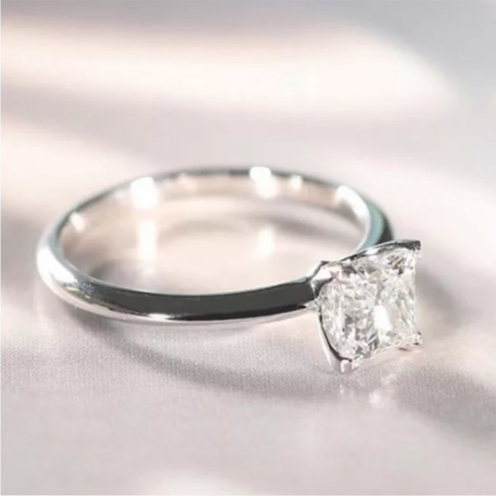 18K White gold princess cut ring - Picture 4 of 4